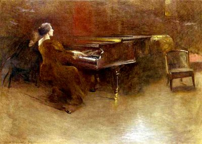 Aan de piano, 1894 door John Alexander